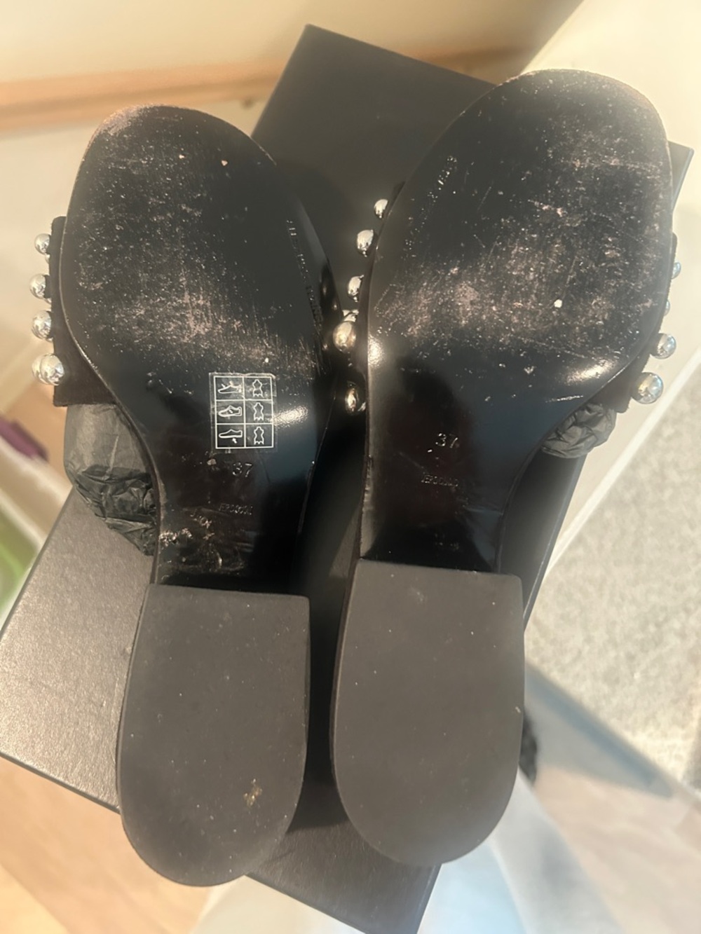 Alexander Wang Black SuedeStudded Slide Sandals - Picture 8 of 12